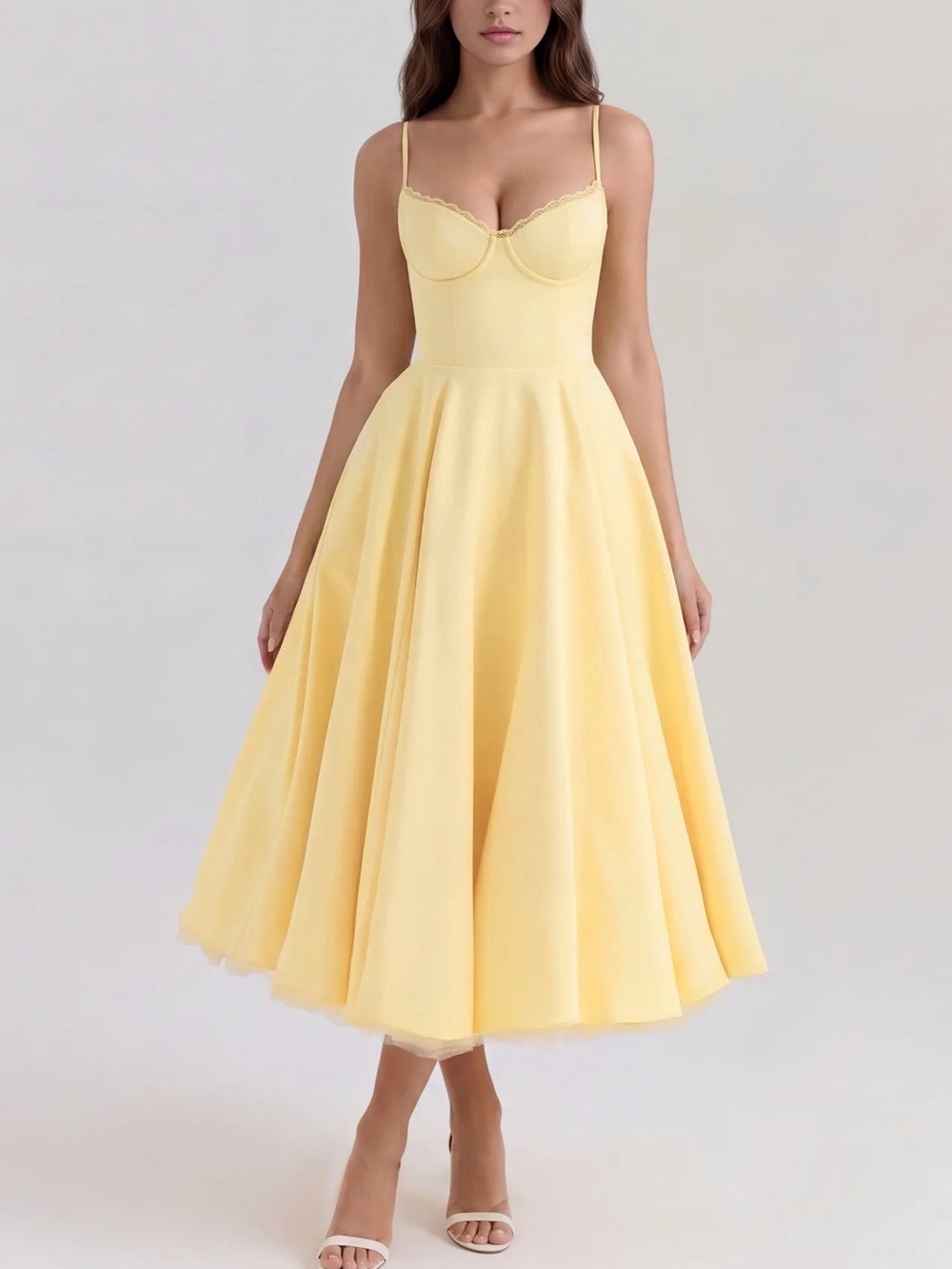 NWT! Sunlit Yellow Midi Dress with Spaghetti Straps, never worn !